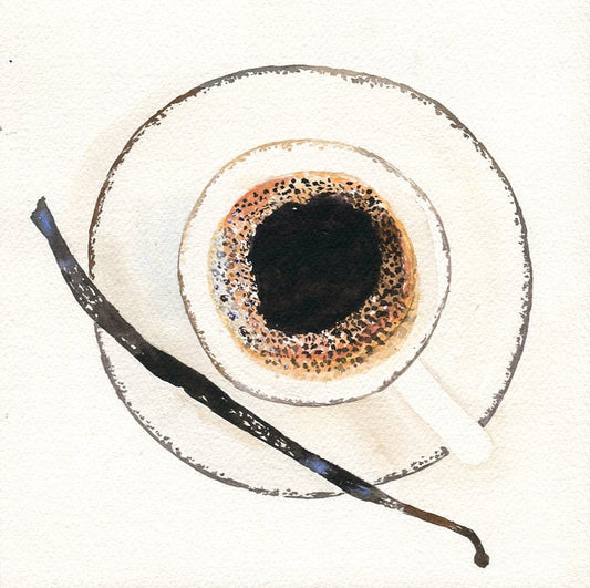 #202 Coffee cup from above with vanilla stick