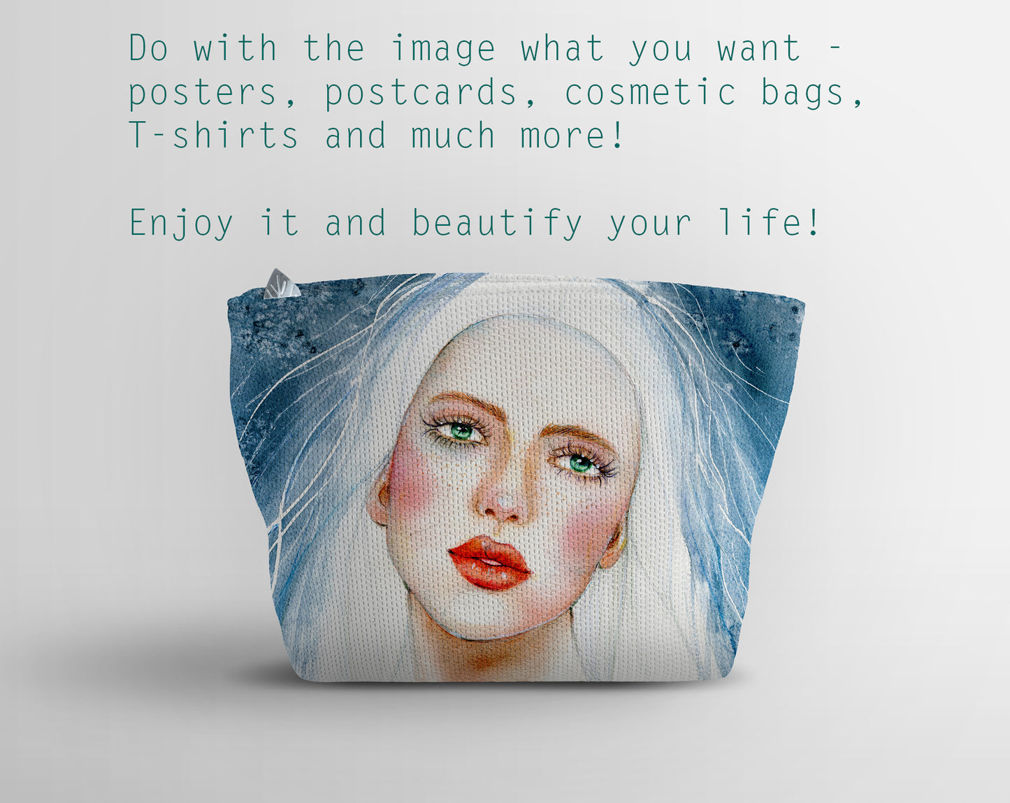 #502 Fashion digital poster. Girl Illustration on blue background