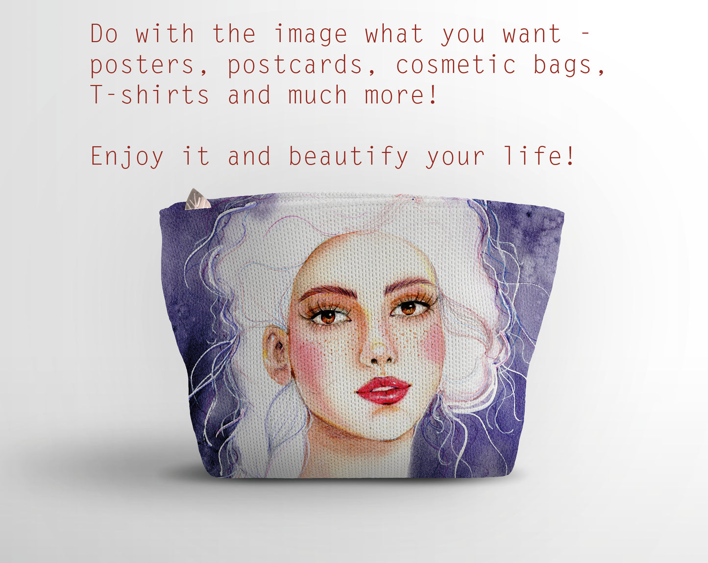 #504 Fashion digital poster. Girl Illustration on purple background