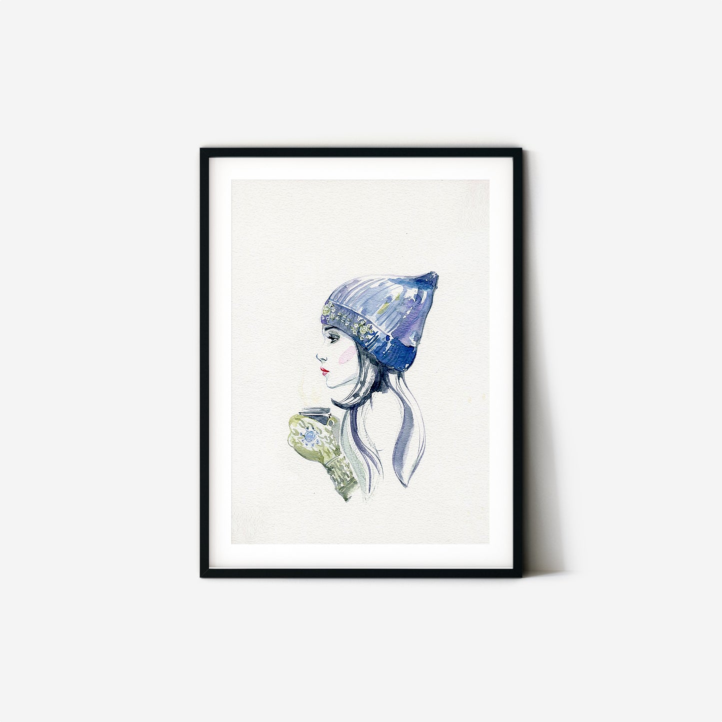 #011 Winter girl with cup of tea