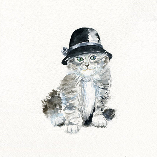 #017 Fashion drawing - Cat with hat