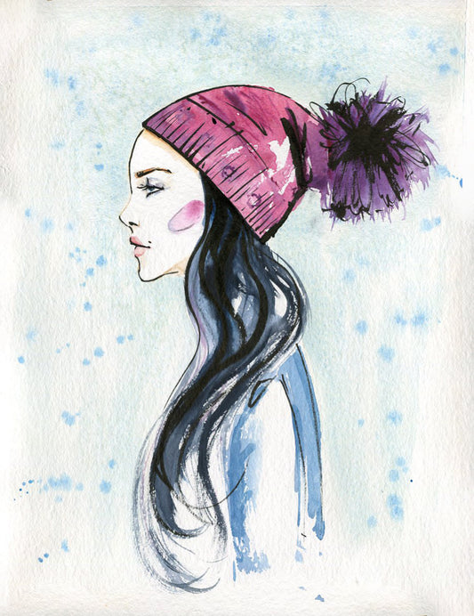 #009 Fashion winter girl with cap