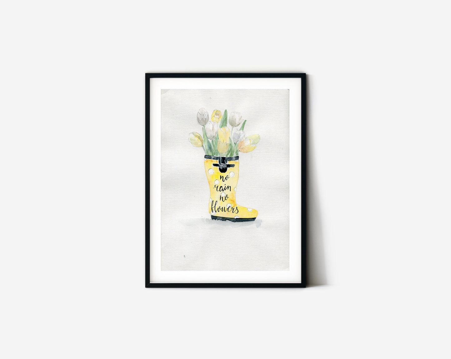 #101 Bouquet of tulips in rubber boots "No rain, no flowers"