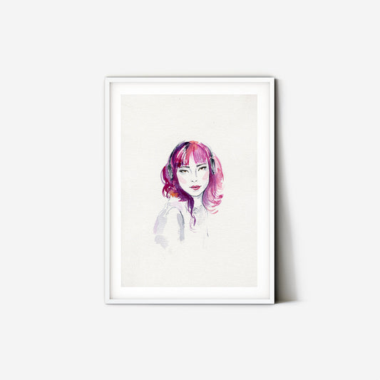 Girl with pink hair