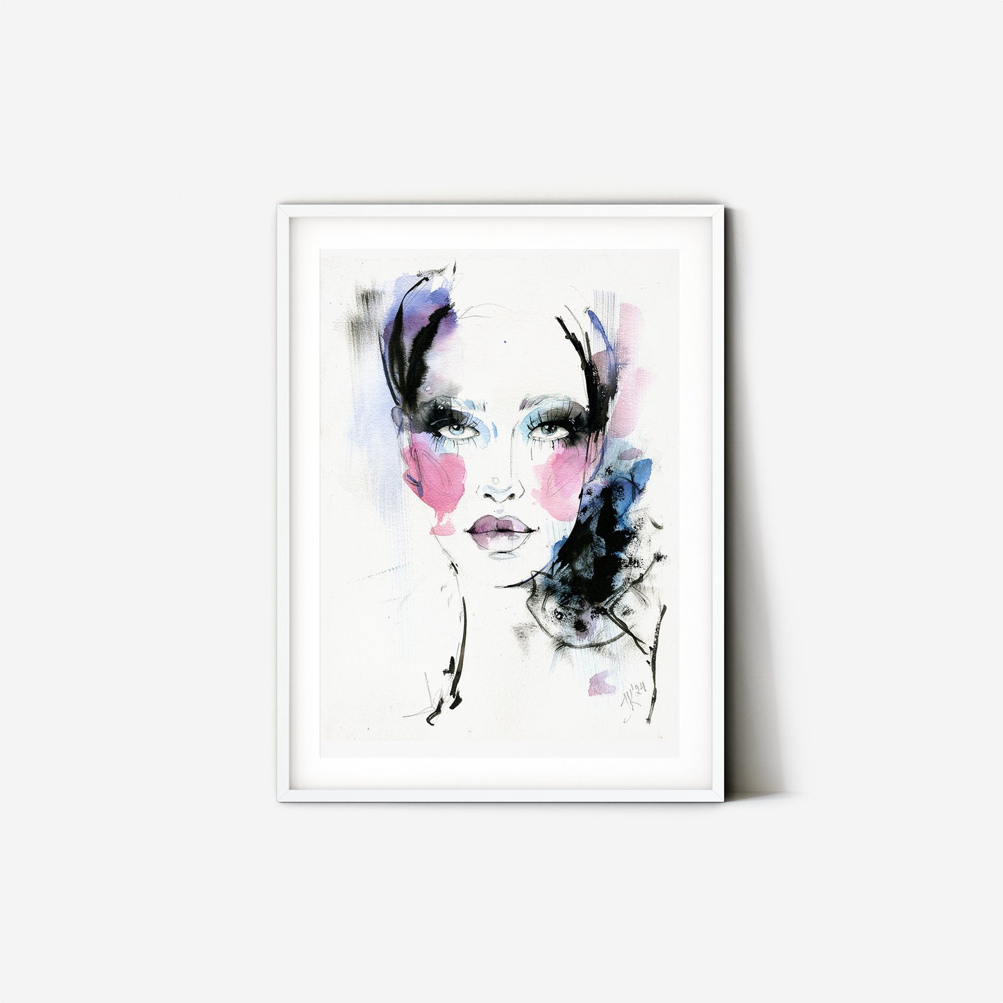 #003 Abstract watercolor woman portrait