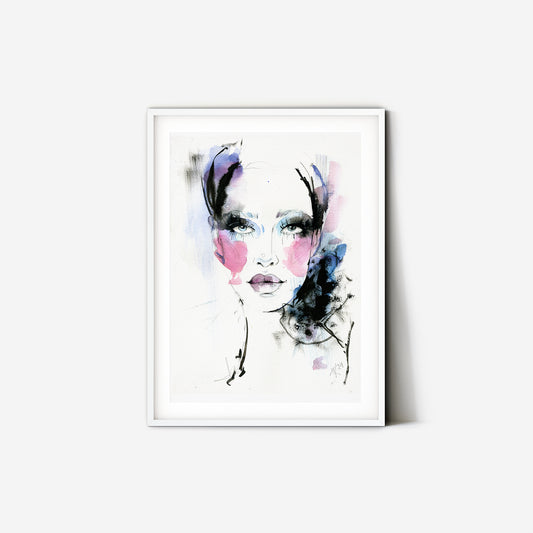 Abstract watercolor woman portrait