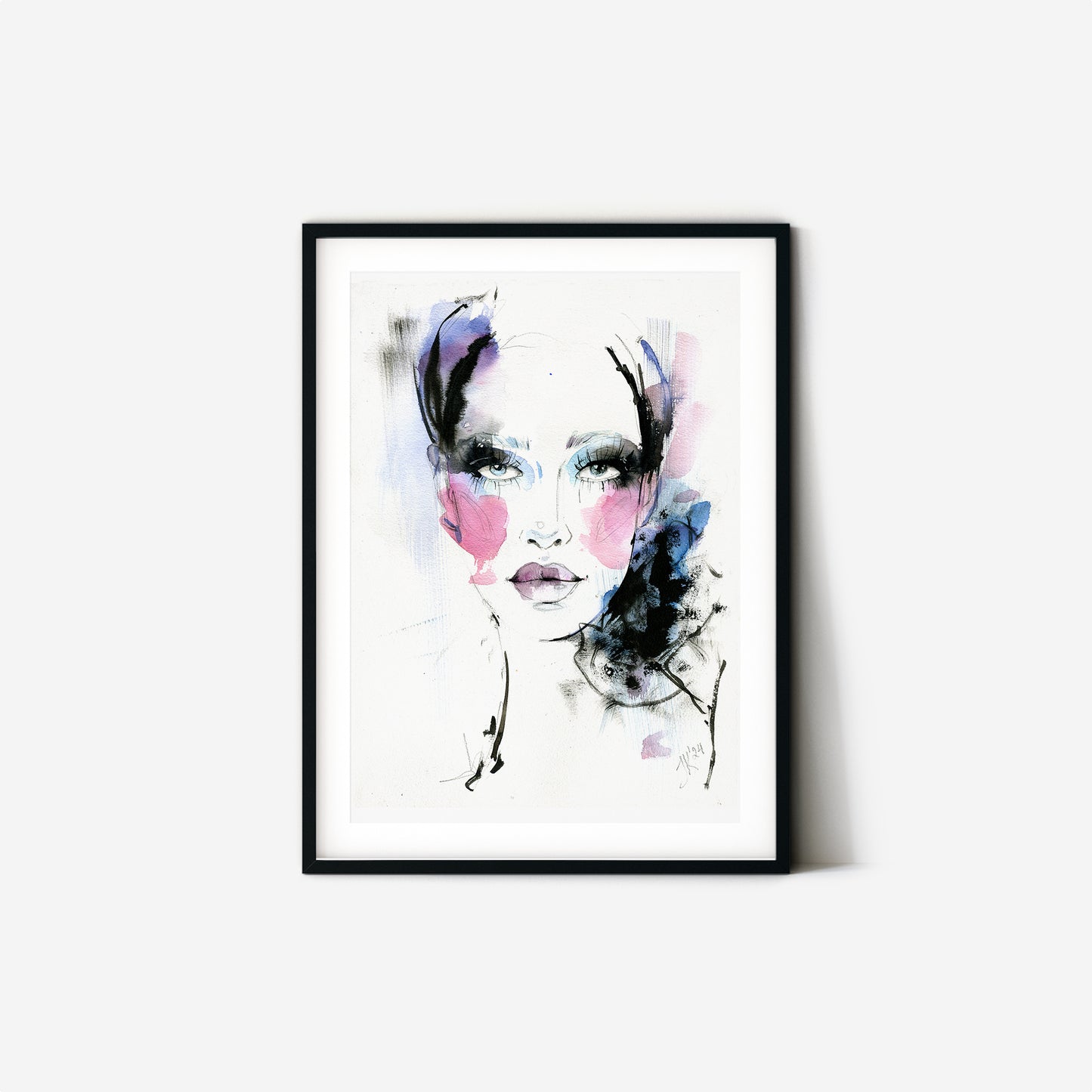 #003 Abstract watercolor woman portrait