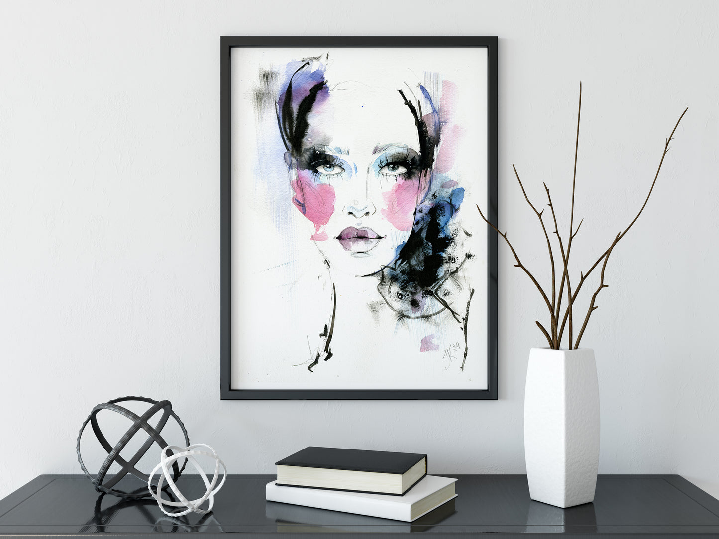 #003 Abstract watercolor woman portrait