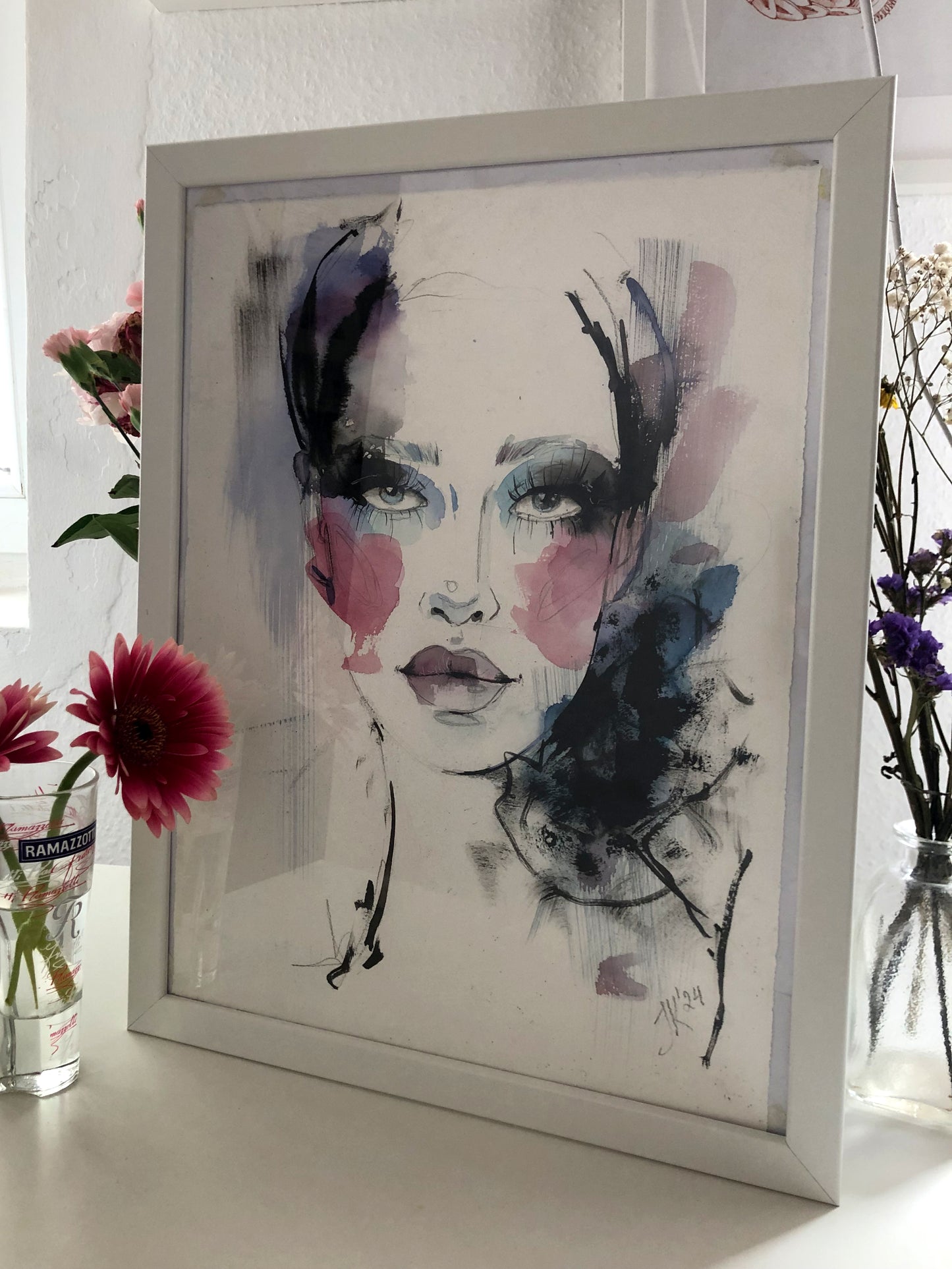 #003 Abstract watercolor woman portrait